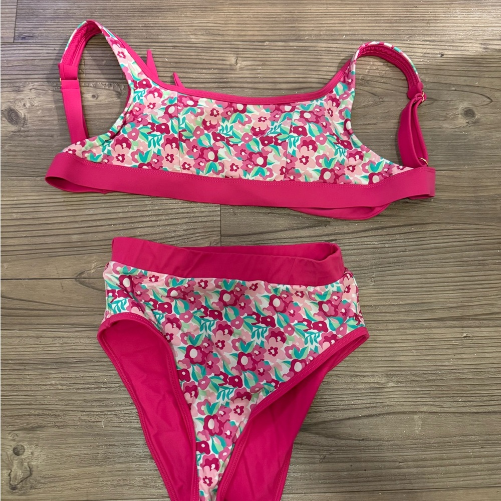 Pink Floral 93 Play Street Bikini Set with Sporty Cut